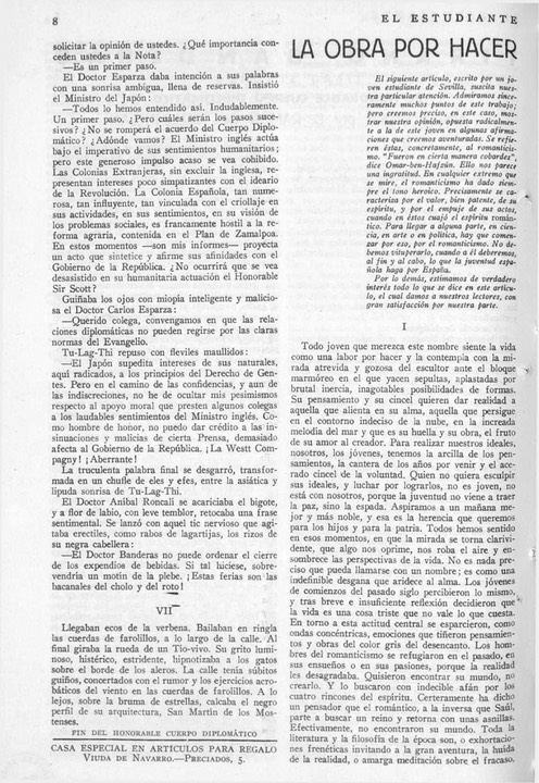 El estudiante (Madrid), #6, (10-1-1926), p. 8