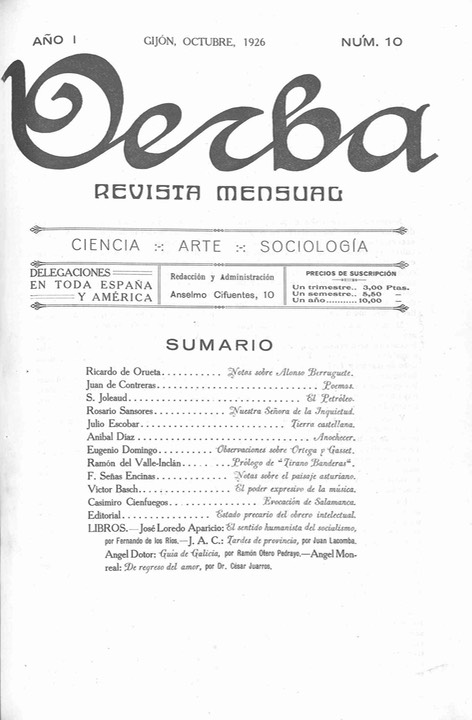 Verba (Gijón) oct. 1926, 19-20, Prólogo